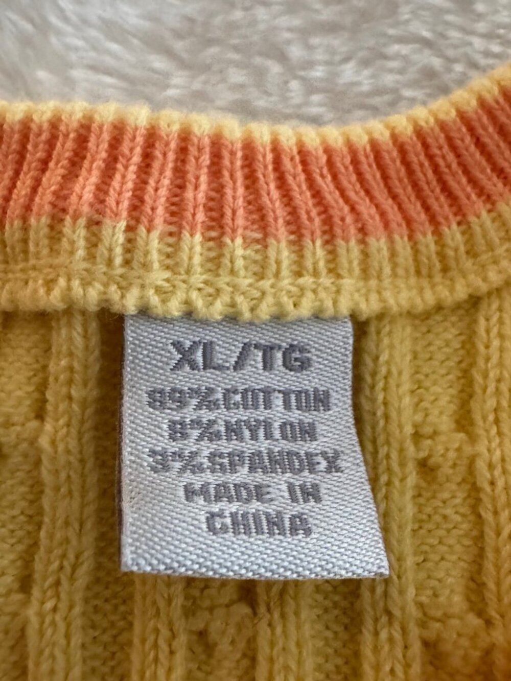 Izod Flex Yellow Knit Cable Crewneck Pullover Sweater Size XL - Picture 10 of 11